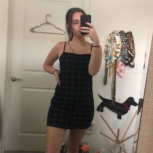 Black grid pattern dress